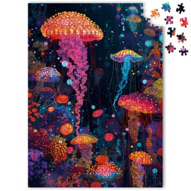 Pawparty 500 Piece Jigsaw Puzzle for Adults, Challenging Hard Puzzles for Kids and Teens Gift Choice Colorful Jellyfish (Multi-Jellyfish)