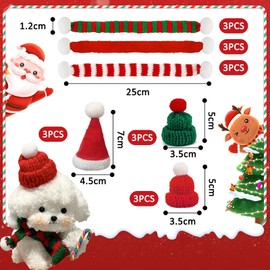 FYZSJWL Mini Christmas Hat, Mini Christmas Hat and Scarf Set, 18 Pieces, Christmas Hats, Christmas Scarf, Mini Knitted Hat for Christmas, Party Decoration