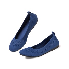 BEJINASH Zapatos planos de ballet para mujer, suaves, sin cordones, de punto, punta redonda, trabajo, malla plana, para mujer, zapatos cómodos y casuales, Azul Real, 11