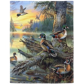 HommomH Mallard Ducks Blanket 50"x60" Lake Wild Animals Soft Fluffy Fleece Throw for Couch Sofa Bed