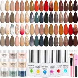 Lavender Violets 94 PCS Dip Powder Nail Kit Starter, 30 Colors Nude Brown Green Blue All Season with Dip Powder Liquid Set and Nail Art Tool B704