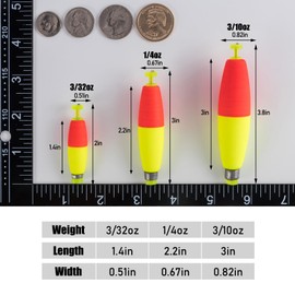 Dr.Fish 5 Pack Cigar Fishing Bobbers Weighted Bobbers Snap-On Spring Floats EVA Foam Fly Freshwater Boat Fishing for Bass Trout Panfish Bluegill 2.2" Red
