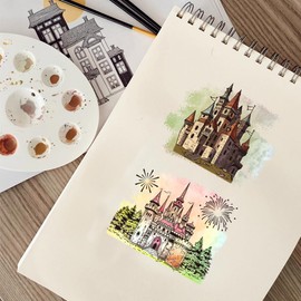 GLOBLELAND Castle Clear Stamps Fireworks Transparent Stamp Retro Castle Flat Blessings Words Silicone Stamp Seals for DIY Scrapbooking Photo Album Decorative Cards Making 6.3x4.3inch