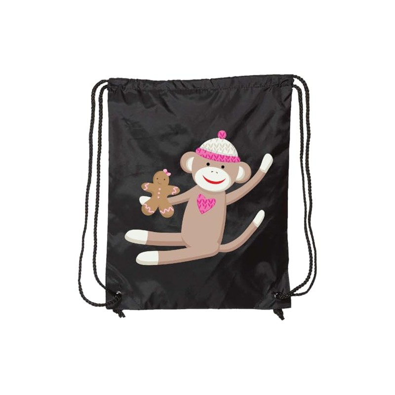 inktastic Sock Monkey Gingerbread Drawstring Bag Black Ea41