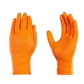 LPI Masks ORANGE TEXTURED NITRILE GLOVES 8 MIL EXTRA LARGE 100 COUNT