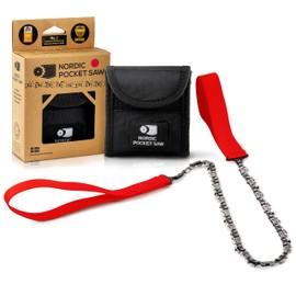 Nordic Pocket Saw 25.6 Inch Pocket Chainsaw with 33 Bi-Directional Teeth for Clearing Trails - Handy Backpacking Saw with Extra Large Nylon Handle Loops - for Survival and Emergency Situations