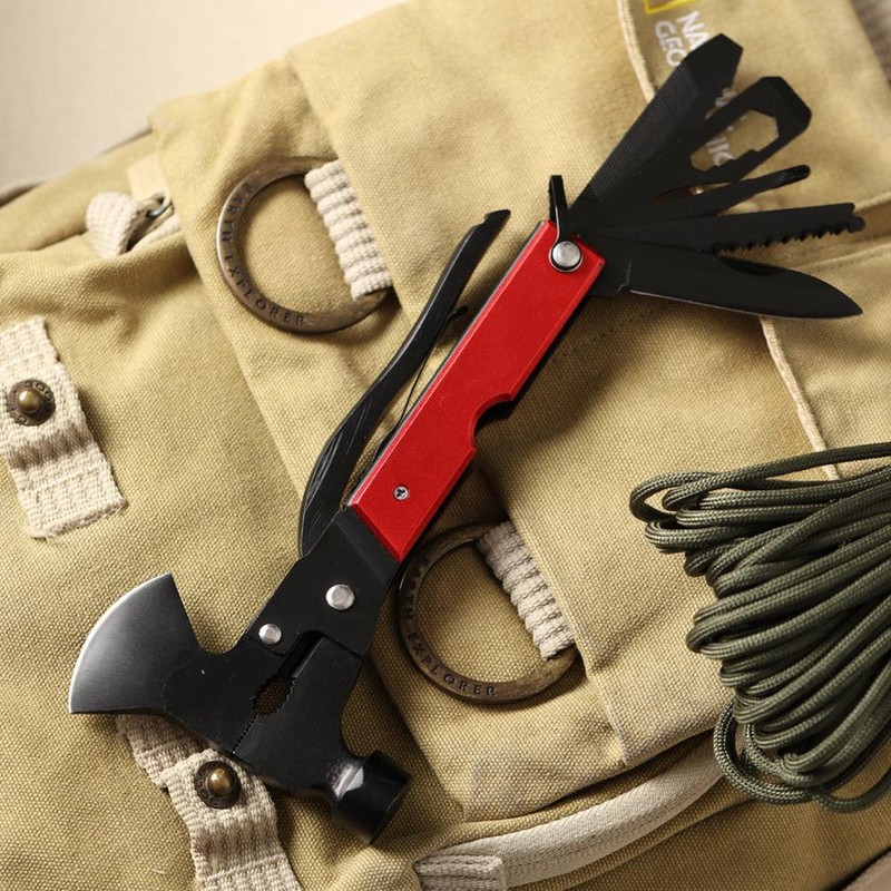 Men's Multi Tool Steel Hammer Camping Accessories Foldable Hammer Axe