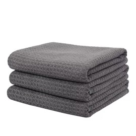 Weave Large Waffle Weave Matter Thirsty Microfiber Drying Towel 16"x24" - 3 Pcs Gray