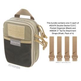 MAXPEDITION Double-Decker EDC Pocket Organizer with 3" TacTie Attachment Straps, Pack of 4, EDC Tool Pouch with MOLLE Straps (0247K, 9903K)