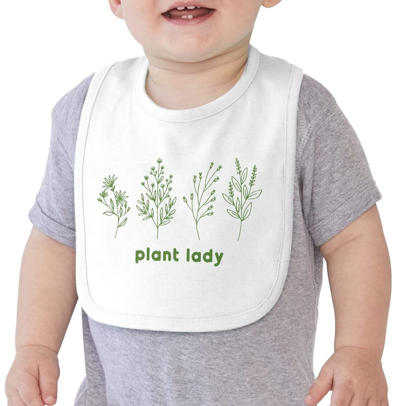 Fabulous Baby Bib Organic Cotton Plant Lady Minimalist Ecology Plant