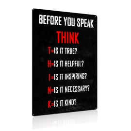 "Before You Speak Think" Classroom Positive Quotes Inspirational Wall Art for Office Living Room Home Decorations (2472)