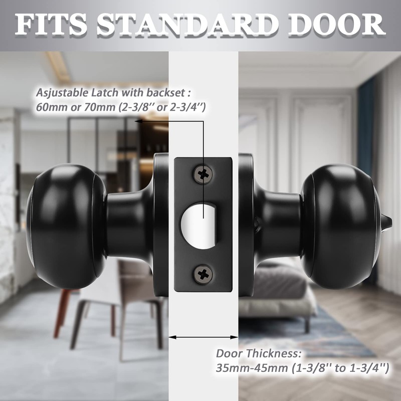 Probrico 10 Pack Round Privacy Door Knob(Thumb Turn Lock on