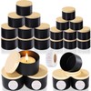 Otoolling 24 Pack Black Candle Tins Vessels with Warning Labels,