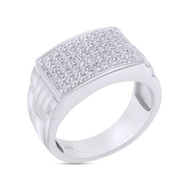 SAVEARTH DIAMONDS 1/4 Carat Round Cut Lab Created Moissanite Diamond Pave Set Cluster Wedding Band Ring In 14K White Gold Over Sterling Silver Jewelry For Men (VVS1 Clarity, 0.25 Cttw)-9