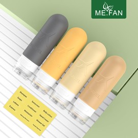 ME.FAN Travel Bottles for Toiletries,3oz Silicone Travel Size Containers, TSA Approved Squeezable Portable Split Bottle, Travel Accessories for Conditioner Shampoo Lotion - 4 Pack Yellow