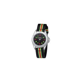 REGENT Boys' Analogue Quartz Watch 32020397, Black-green-red, Belt