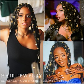 236PCS Gold Hair Accessories and Hair Beads: Hair Jewelry and Charms for Braids, Hair Rings, and Braid Accessories - Ideal for Dreadlock Accessories, Loc Jewelry and Hair Cuffs - Rave Hair Accessories