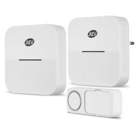 REV Orchestra Wireless Bell Set up to 150 m, 90 dB, 1 x Bell Front Door 230 VAC, 1 x Bell 4.5 VDC and 1 x Bell Push, White