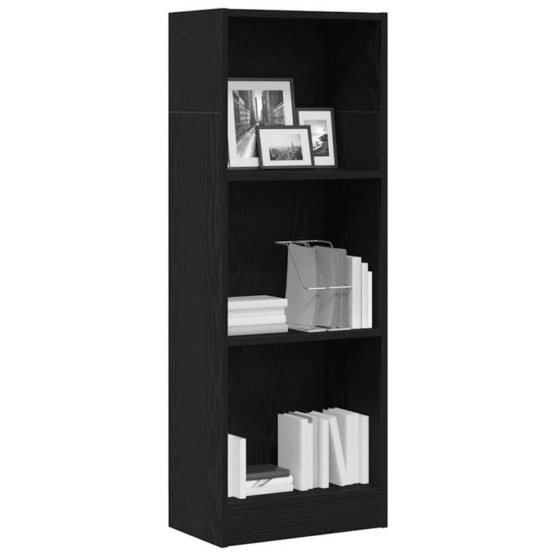 vidaXL Bookcase Black Oak Engineered Wood Medium Bookcase Rectangular