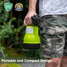 FLUENTPOWER 1/4HP Utility Pump 1900GPH Portable Submersible Sump Pump, Manual Control with 16.4 Ft Cord for Draining Water from Pool Pond Garden Hot Tub Basement Tankless Heater Liquids