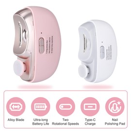 Keggaen 3 in 1 Electric Nail Clippers for Adults, Automatic Nail Grinder for Women Electric Nail Trimmer with Nail File Nail Buffer, Electric Toenail Clippers for Seniors Adults Baby with Light (Pink)