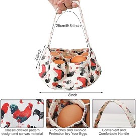 Durable Egg Gathering Apron 12 Deep Pockets Canvas Fabric for Duck Goose Quail Dove Eggs Holder Easter Egg Collecting Apron Chicken Coop Tool Hen Rooster Print (Egg Apro Aults+Bag A)