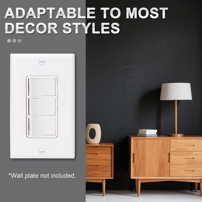 Baomain Triple Rocker Light Switch, 15A 120V Single Pole, 3