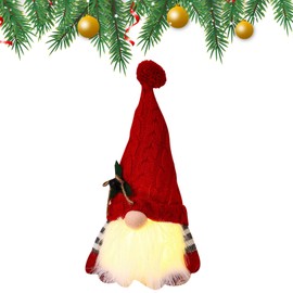 Durdiiy Light Up Christmas Gnome Doll, Christmas Light Up Ornaments, Red Holiday Faceless Christmas Gonk Gnome Lights Ornaments Tabletop Decoration for Xmas Holiday Party Decoration Doll Gift (red)