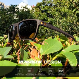 HENGOSEN Sunglasses Mens Polarised, Classic Vintage Sun Glasses, Lightweight Frame UV400 Protection for Driving Fishing Cycling