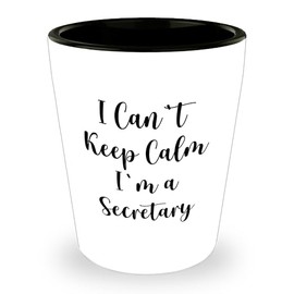 Funny I Can't Keep Calm I'm A Secretary Gifts - Secretary Appreciation Shot Glass - Funny Secretary Mug Valentine's Day Unique Gifts for Secretary Friends - Gifts from Boss to Secretary