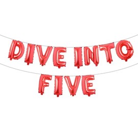 Dive Into Five Birthday Decorations, Ocean Theme Birthday Party Decorations Boys Girls Under The Sea 5th Birthday Decorations,Ocean Animal Balloons Fifth 5 Year Old (DIVE INTO FIVE Red)
