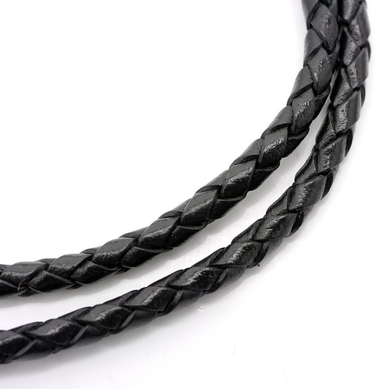 Silver1 Pendant, Leather Choker, Black, 0.2 inches (4 mm), Stainless