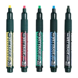 Pentel SMW26 Wet Erase Chalk Marker Pen - 1.5-4mm Chisel Nib - Primary Set of 5
