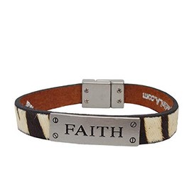 Single Wrap Leather Band: FAITH with BLK/WHT Zebra Hair