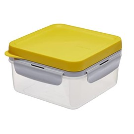Lock & Lock to-Go Lunch Box - Lunch Box with 2 Compartments - Made of High Quality Transparent Plastic BPA Free - Leak-Proof - Square, 1.2 Litre, Yellow
