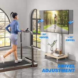 Rfiver Rolling TV Stand for 32 to 70 Inch TVs, Modern Corner TV Stand with Upgraded Wheels, 9 Levels of Height & ±30° Swivel Adjustable Mobile TV Mount Stand for Bedroom, Corner, Small Dorm, White