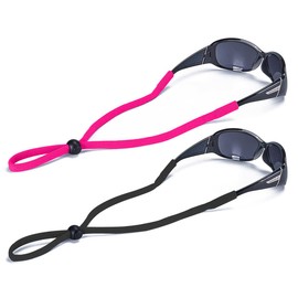 SHINKODA Sunglasses Strap Adjustable Standard End Rope Eyewear Retainer, Pack of 2, Black & Neon Pink, Large