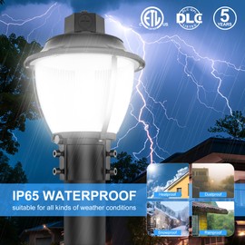 LED Post Top Light with Dusk to Dawn Photocell, 3/4/5000K LED Pole Area Lights 60W/48W/36W Outdoor Post Lights Fixture for Parking lot Yard Garden Street, Commercial IP65 Waterproof AC100-277V