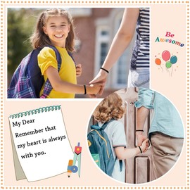 FAOYUDAWEI First Day Of School Bracelet, Matching Mommy And Me Mother Son Daughter Paracord Back To School Bracelets Wish Gift for Mom Boys Dad Girls Jewelry Set for 2 Black