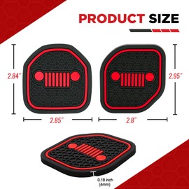 Cup Holder Inserts Coaster Interior Accessories Cup Mat Pad, Compatible with 2018-2024 Wrangler JL/JLU and 2020-2024 Gladiator JT (White, Dog Paw Style)