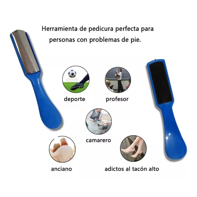 Lima Doble Cara Acero Inoxidable Para Exfoliar Pies Spa