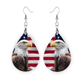 American Flag Earrings Patriotic Bald Eagle Earrings
