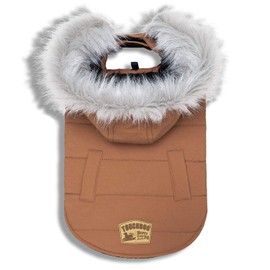 Touchdog 'Eskimo-Swag' Duck-Down Parka Dog Coat, X-Large, Brown