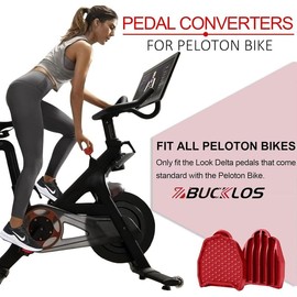 BUCKLOS Look Delta Pedal Converter Compatible with Peloton Bike & Bike Plus - Pedals for Regular Shoes - Replacement Pedals Adapter for Original Bike, Flat Platform Pedals, Exercise Bike Accessories - Color: red