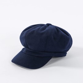 Gorro de boina octogonal para mujer, boina cálida para otoño e invierno, sombrero de pintor clásico, Azul marino, 5 5/8