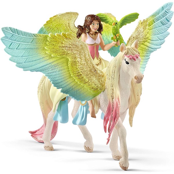 Schleich bayala, 3-Piece Playset, Unicorn Toys for Girls and Boys 5-12 years old, Fairy Surah with Glitter Pegasus