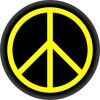 Peace Sign - Yellow On Black - 1" Button