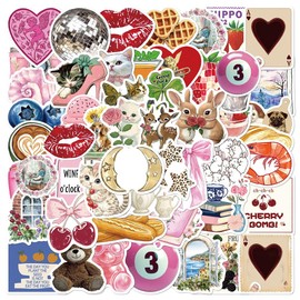 Aesthetic Stickers 100PCS Y2k Stickers Coquette Stickers Cute Stickers Vinyl Waterproof Stickers for Laptop Bumper Skateboard Water Bottles Computer Phone for Kids Girl Boy Teens Adult