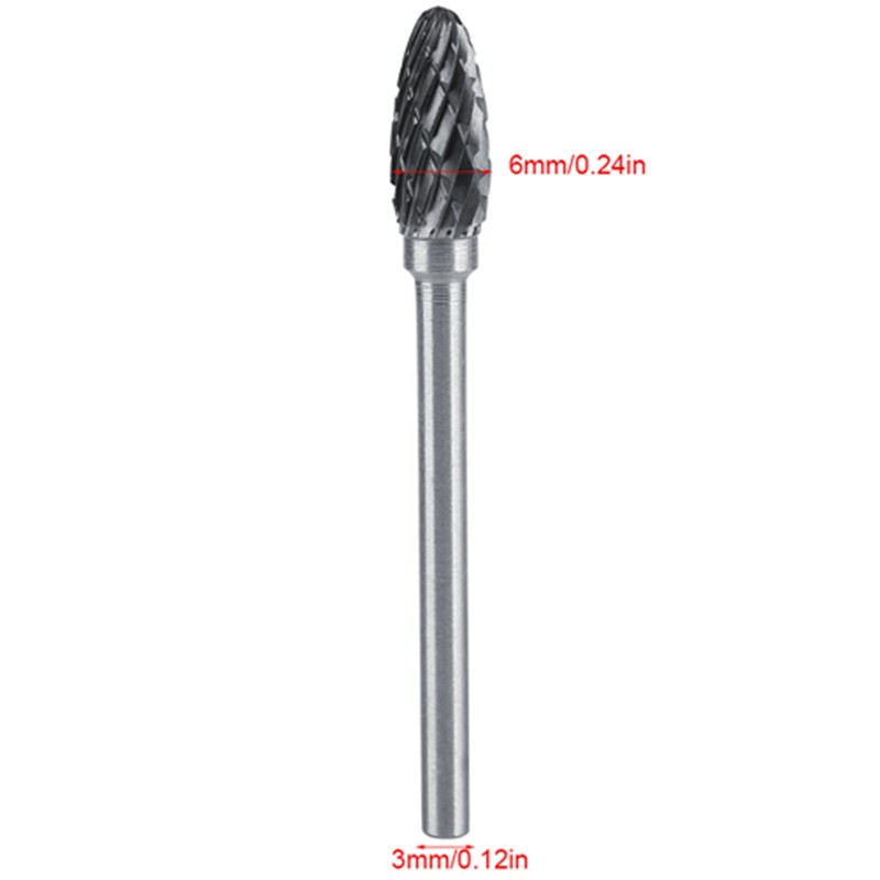 10pcs Tungsten Carbide Steel Rotary Files Burr Set 3mm Shank