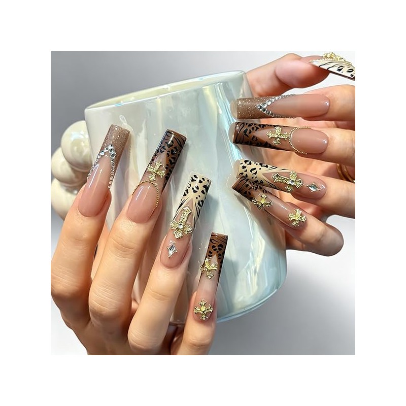 YINOX Hand-applied Nail Art | Leopard Print and Cross Designs